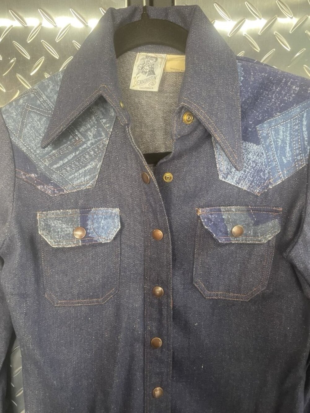 Vintage 70s Kennington California Women's Western Patchwork Shirt Size 7 - Picture 6 of 10